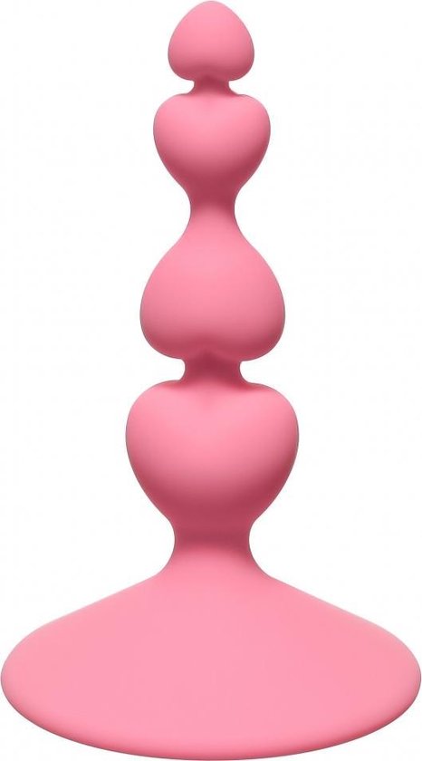 Lola Toys - First Time - Sweetheart Plug - Hart vormige buttplug met zuignap - Anaal Ballen/ Kralen/ Ketting - 100% Fluweel zacht siliconen - Anaalplug - 10cm x 2,3cm - Roze