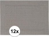 12x Placemats grijs geweven/gevlochten met rand 45 x 30 cm - Grijze placemats/onderleggers tafeldecoratie - Tafel dekken
