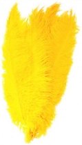 3x Pieten veren/struisvogelveren geel 50 cm - Sinterklaas feestartikelen - Sierveren/decoratie pietenveren - Spadonis veren