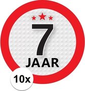 10x 7 Jaar leeftijd stickers rond 9 cm - 7 jaar verjaardag/jubileum versiering