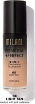 Milani Conceal + Perfect 2-in-1 Foundation + Concealer 08 Light Tan