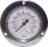 0..10 Bar Paneelmontage Manometer Staal/Messing 40 mm Klasse 2.5 (Voorflens) - MW01040SH-FP