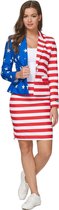 Suitmeister USA Flag - Vrouwen Pak met Rok - Gekleurd - Amerika - Carnaval -  Feest - Maat XXL