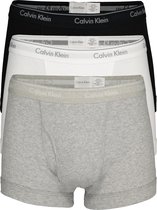 Calvin Klein trunks (3-pack) - heren boxer normale lengte met gulp - zwart - wit - grijs - Maat: M