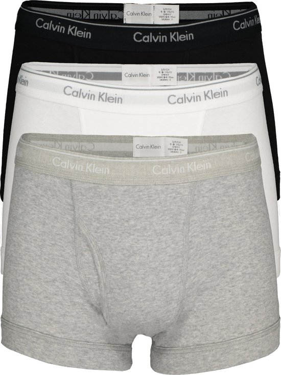 Calvin Klein trunks (3-pack) - heren boxer normale lengte met gulp - zwart  - wit -... | bol.com
