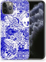 Silicone Back Case Geschikt voor iPhone 11 Pro Angel Skull Blue