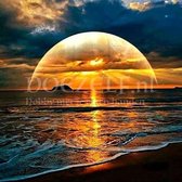 Diamond Painting Zonsondergang aan zee 40x40cm. (Volledige bedekking - Ronde steentjes) diamondpainting inclusief tools