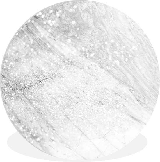 Cercle mural - Cercle mural Intérieur - Marbre Grijs scintillant avec veines brillantes - noir et blanc - ⌀ 30 cm - Décoration murale - Peintures ronds
