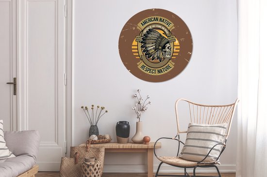 WallCircle - Wall Circle - Wall Circle Indoor - Mancave - Crâne - Ressorts - Vintage - 90x90 cm - Décoration murale - Peintures Ronds