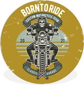 WallCircle - Cercle mural - Cercle mural intérieur - Mancave - Moto - Crâne - Vintage - 90x90 cm - Décoration murale - Peintures ronds