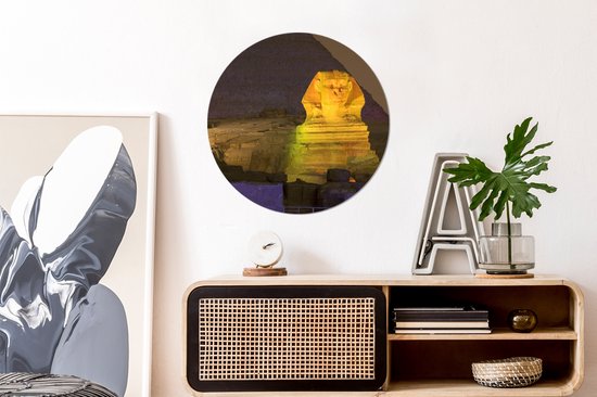 Assiette en plastique sphinx mural cercle doré ⌀ 60 cm - impression photo sur cercle mural / cercle vivant (décoration murale)