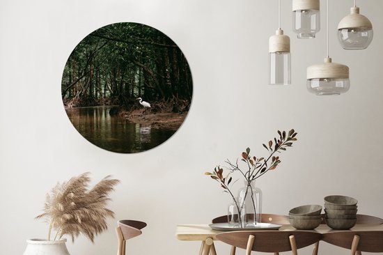 Cercle Mural - Cercle Mural Intérieur - Héron - Forêt - Lac - ⌀ 90 cm - Décoration murale - Peintures Ronds