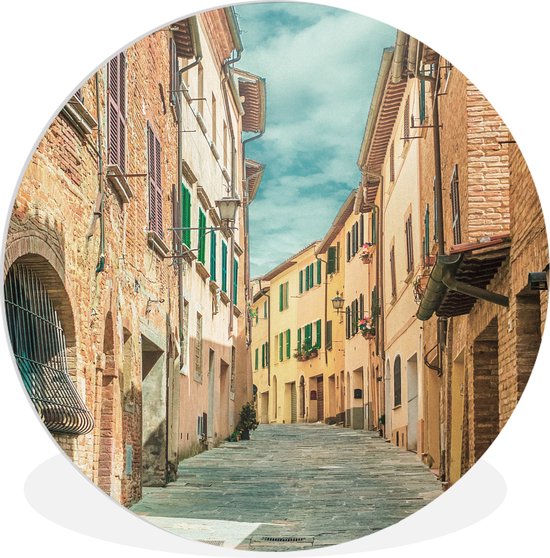 WallCircle - Wandcirkel ⌀ 30 - Steeg in oud Italië - Ronde schilderijen woonkamer - Wandbord rond - Muurdecoratie cirkel - Kamer decoratie binnen - Wanddecoratie muurcirkel - Woonaccessoires
