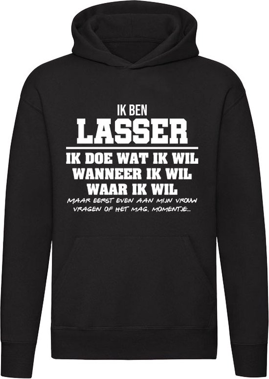 Foto: Ik ben lasser verjaardagkado verjaardag kado cadeau grappig jarig unisex trui sweater hoodie capuchon zwart