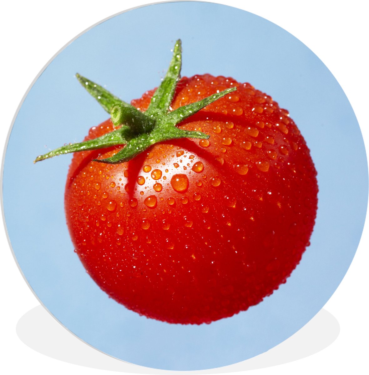Une tomate rouge avec des gouttelettes d'eau Assiette en plastique cercle  mural ⌀ 60... | bol.com