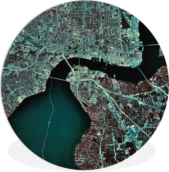 WallCircle - Wandcirkel ⌀ 90 - Satellietbeeld van Jacksonville in Florida, VS - Ronde schilderijen woonkamer - Wandbord rond - Muurdecoratie cirkel - Kamer decoratie binnen - Wanddecoratie muurcirkel - Woonaccessoires