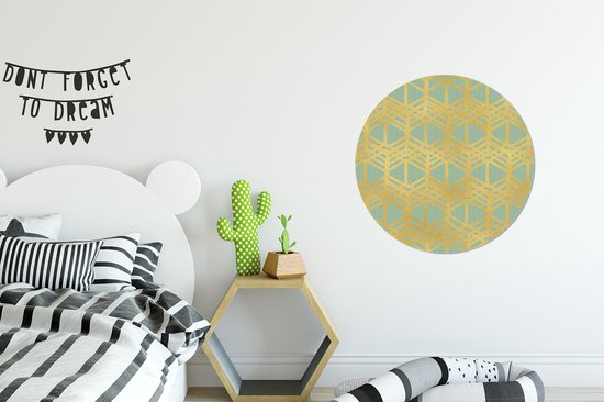 WallCircle - Wandcirkel ⌀ 60 - Patronen - Luxe - Goud - Groen - Ronde schilderijen woonkamer - Wandbord rond - Muurdecoratie cirkel - Kamer decoratie binnen - Wanddecoratie muurcirkel - Woonaccessoires