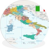 WallCircle - Wandcirkel ⌀ 60 - Landkaart van Italië - Ronde schilderijen woonkamer - Wandbord rond - Muurdecoratie cirkel - Kamer decoratie binnen - Wanddecoratie muurcirkel - Woonaccessoires