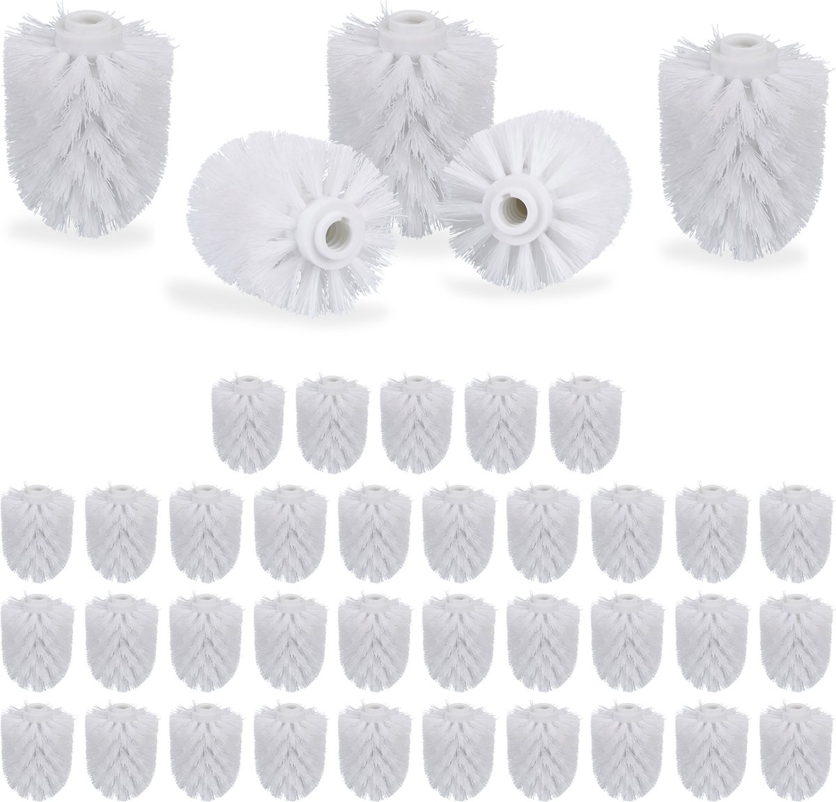 40x toiletborstelkop - wit - reserve toiletborstel - schroefdraad 12 mm
