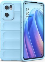 Mobigear Hoesje geschikt voor OPPO Find X5 Lite Telefoonhoesje Flexibel TPU | Mobigear Bumpy Backcover | Find X5 Lite Case | Back Cover - Blauw
