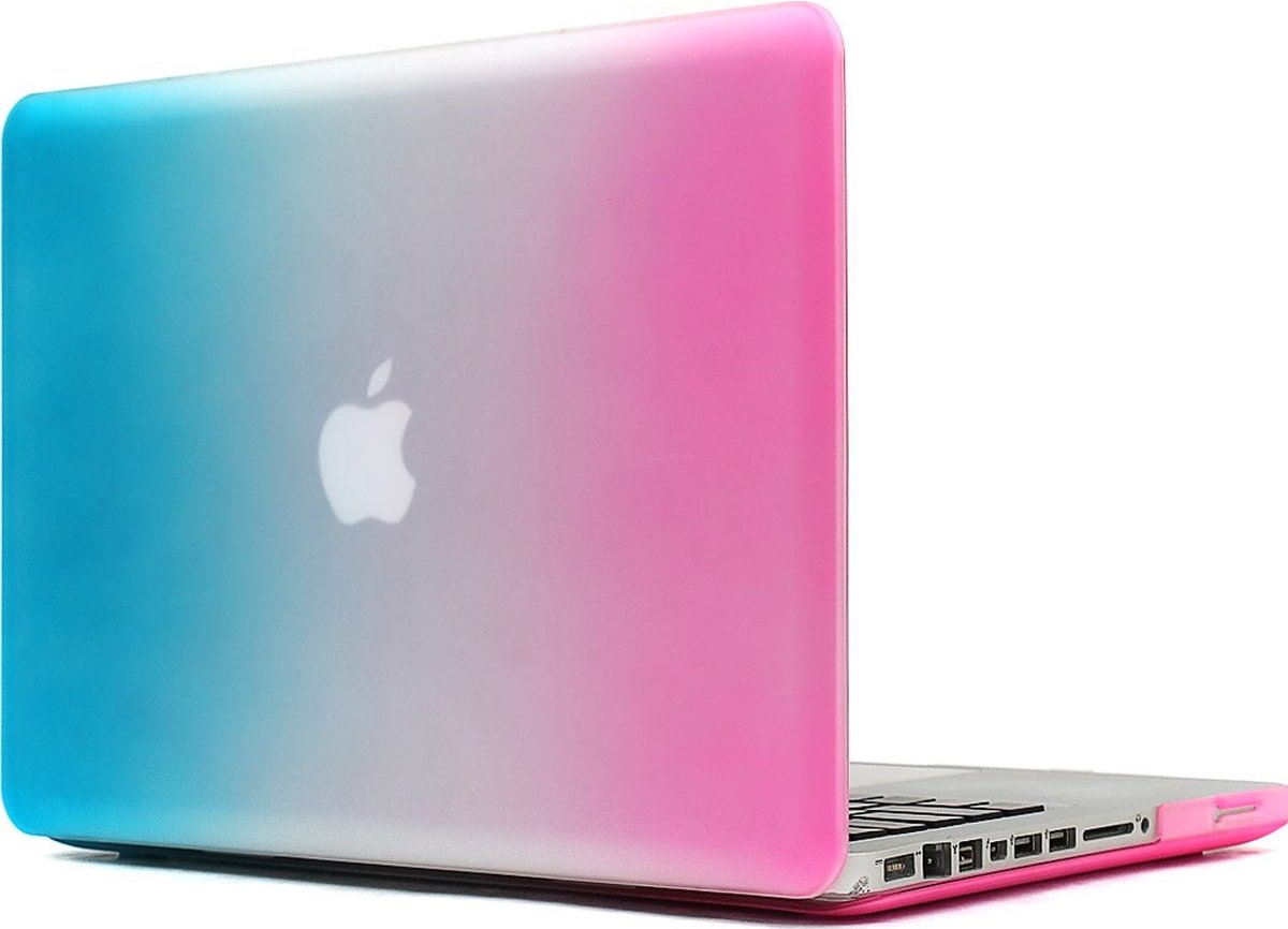 Mobigear Laptophoes geschikt voor Apple MacBook Pro 15 Inch (2008-2012) Hoes Hardshell Laptopcover MacBook Case | Mobigear Rainbow Matte - Blauw / Roze - Model A1286