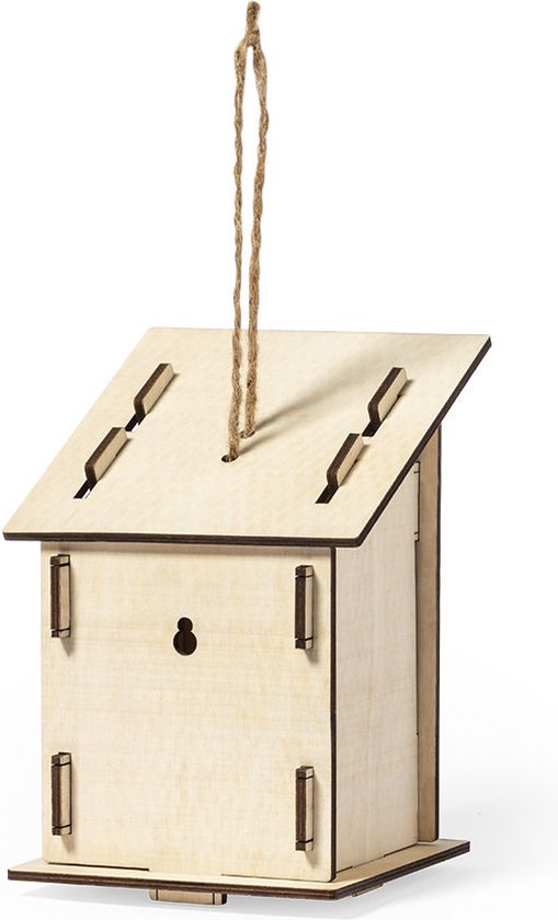 Vogelhuisje - Voederhuis - Vogelvoederhuisje - Tuindecoratie - Vogelhuisje bouwpakket - Hangend - Hout - beige