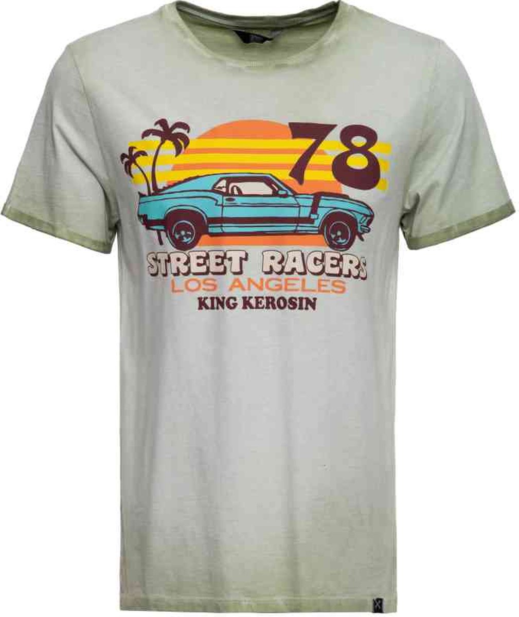 King Kerosin Heren Tshirt -S- Street Racers L.A. Olijfgroen