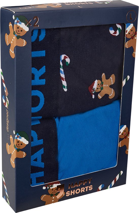 Happy Shorts Lot de 2 Boxers de Noël Homme Gingerbread Man - XXL