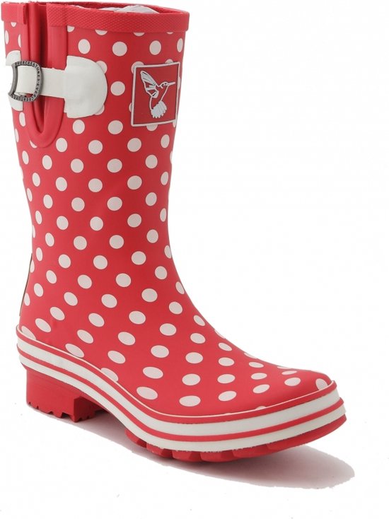 Regenlaars rood met witte stip kort model