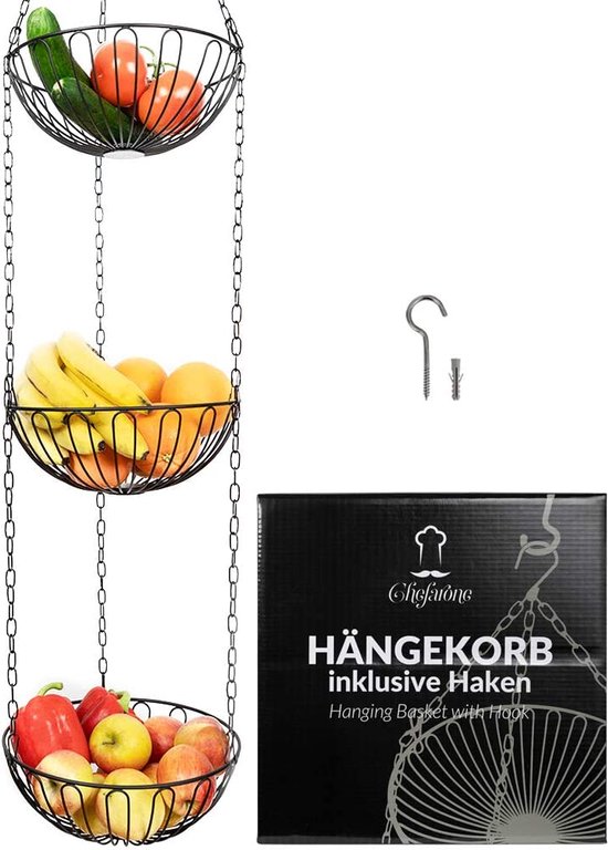 Hangende fruitmand voor in de keuken - Metalen mand Hangende fruitmand voor in de keuken - Metalen mand