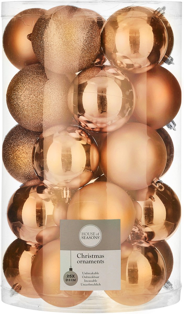 50x stuks kunststof kerstballen oranje 8 cm - Onbreekbare kerstballen - Kerstboomversiering