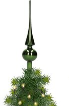 Glazen kerstboom piek/topper dennengroen glans 26 cm - Pieken/kerstpieken