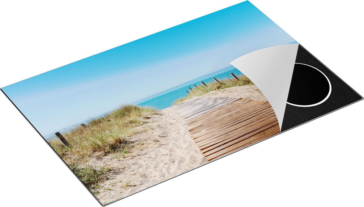 Chefcare Inductie Beschermer Voetpad in De Duinen met Zee op de Achtergrond - 81x52 cm - Afdekplaat Inductie - Kookplaat Beschermer - Inductie Mat