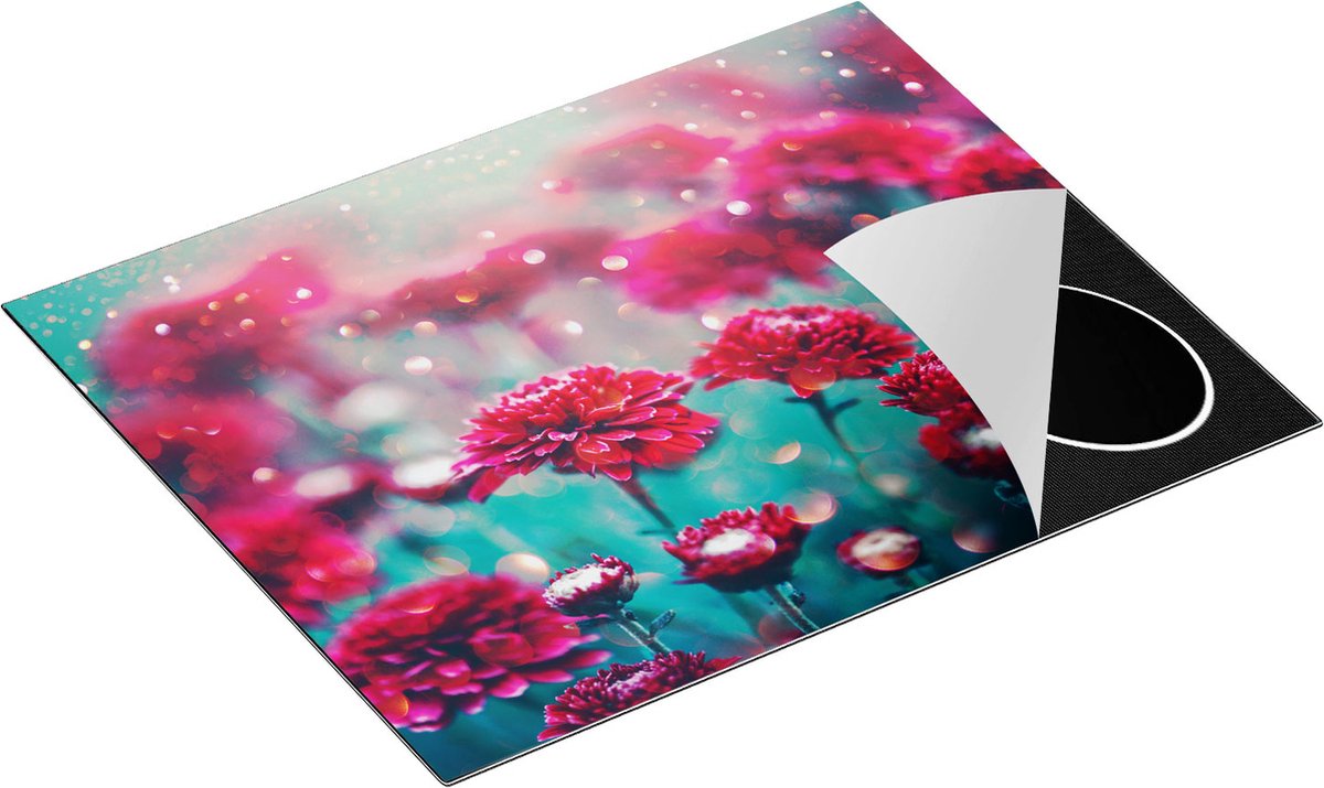 Chefcare Inductie Beschermer Rode Bloemen - 65x55 cm - Afdekplaat Inductie - Kookplaat Beschermer - Inductie Mat