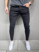 Mannen Stretchy Skinny  Jeans Hole Slim Fit Denim Hoge Kwaliteit Zwarte Jeans - W32