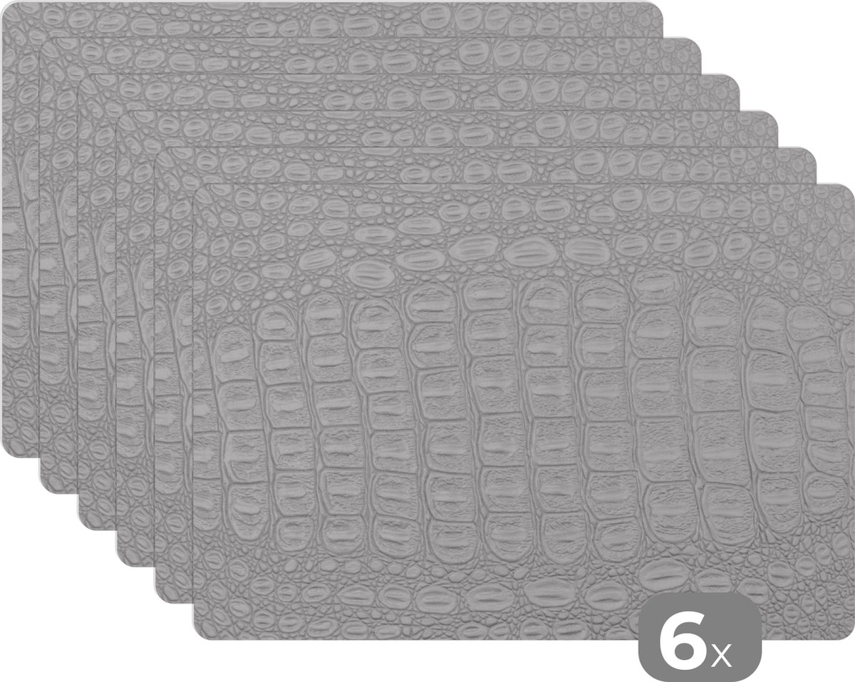 Placemats - Wit - Leer - Dierenhuid - Keuken - Borden onderzetters - 45x30 cm - 6 stuks - Placemat