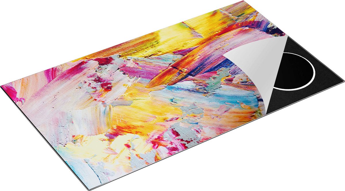 Chefcare Inductie Beschermer Abstracte Kunst - Aquarel Gemengde Kleuren - 90x55 cm - Afdekplaat Inductie - Kookplaat Beschermer - Inductie Mat