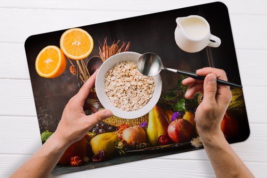 Set de Table - Napperons de Table en Plastique - Légumes - Fruits - Rustique - Table - 45x30 cm - 6 pièces - Résistant à la Chaleur - Antidérapant - Tapis - Amovible