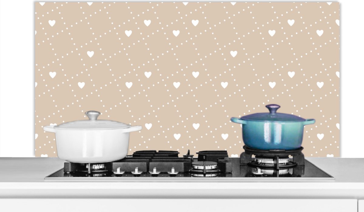 Spatscherm - Patronen - Hart - Stippen - Design - Keuken - 120x60 cm - Achterwand keuken