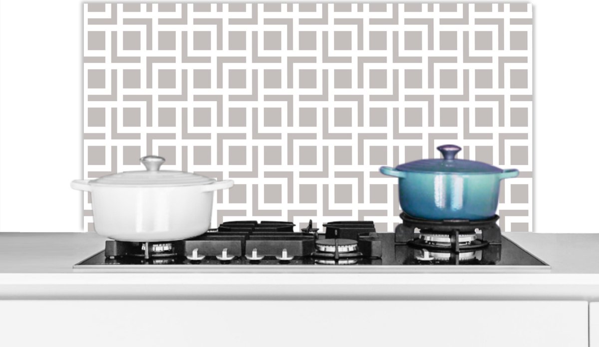 Spatscherm - Achterwand - Keuken - Lijn - Patronen - Design - Beige - 100x50 cm - Spatwand