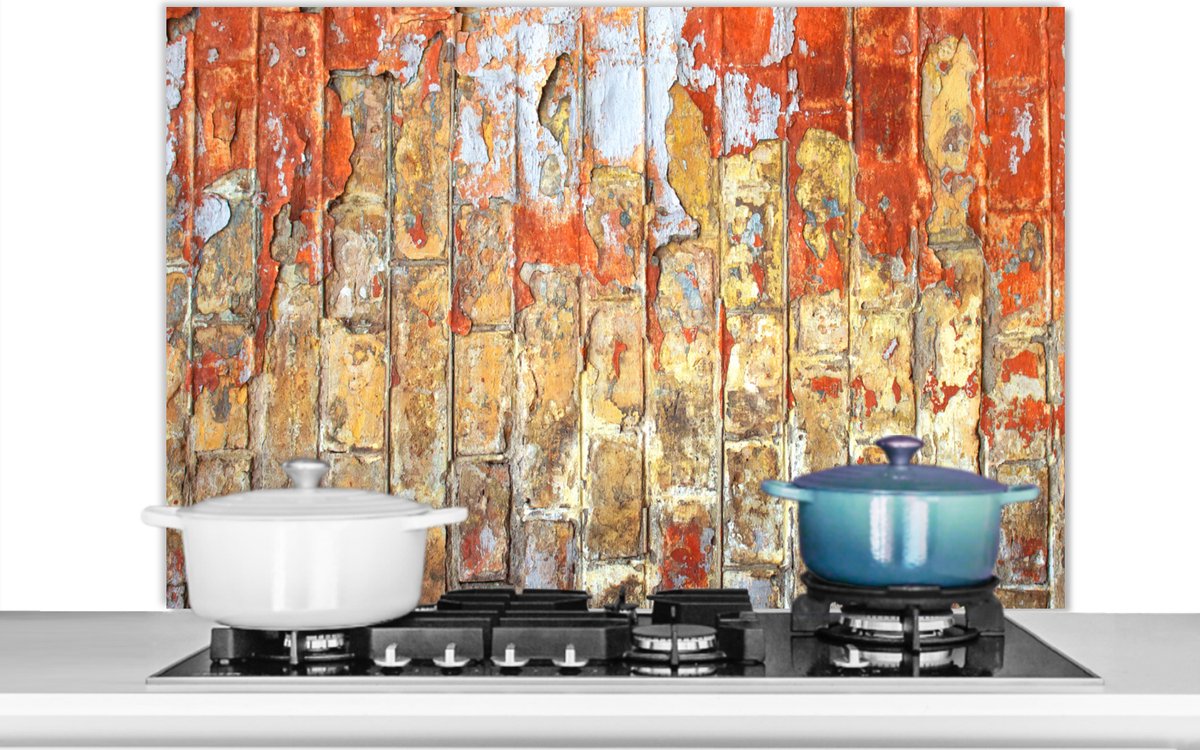 Spatscherm - Verf - Baksteen - Muur - Spatwand keuken - Koken - 100x65 cm