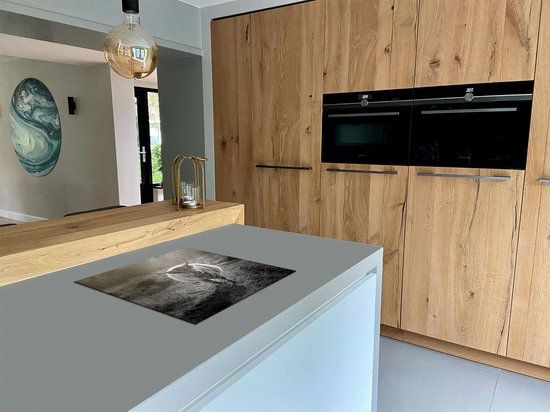 Chefcare Inductie Beschermer Schotse Hooglander in de Bossen - Zwart Wit - 57,6x51,6 cm - Afdekplaat Inductie - Kookplaat Beschermer - Inductie Mat