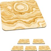 Onderzetters voor glazen - Agaat - Edelstenen - Gold - 10x10 cm - Glasonderzetters - 6 stuks
