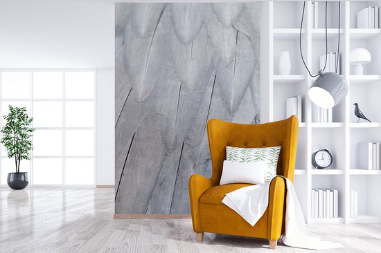 Papier peint Papier peint photo en vinyle - Structure de plumes blanches largeur 160 cm x hauteur 240 cm - Tirage photo sur papier peint (disponible en 7 tailles)