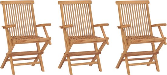 vidaXL - Tuinstoelen - 3 - st - inklapbaar - massief - teakhout