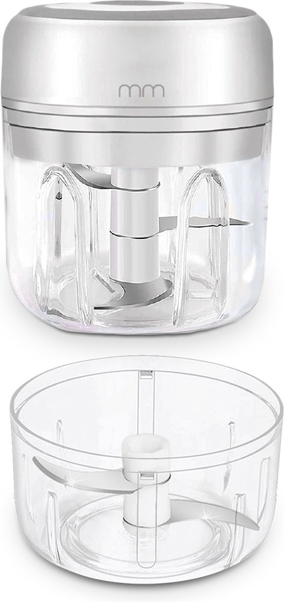 Mini Food Processor - Keukenmachine - Hakmolen - Oplaadbaar – Draagbaar – Incl. Mesjes - Incl. 2 kopjes (200 & 300ml) van MikaMax — cadeau in Koken & Dineren - foto 3