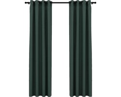 vidaXL - Gordijnen - linnen-look - verduisterend - ogen - 2 - st - 140x225 - cm - groen