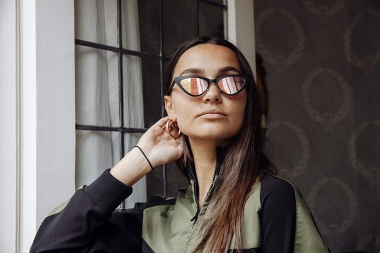 Joboly Cat Eye Zonnebril - Zwart Frame - Roze Lenskleur Spiegelend - Dames van Joboly — afbeelding 3