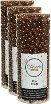 3x morceaux de guirlandes de perles guirlandes d'arbres de Noël / guirlandes brun caramel 10 mètres