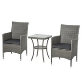Ensemble de salon de jardin 3 pièces Outsunny de sièges avec table d'appoint polyrotin gris acier 863-033V01
